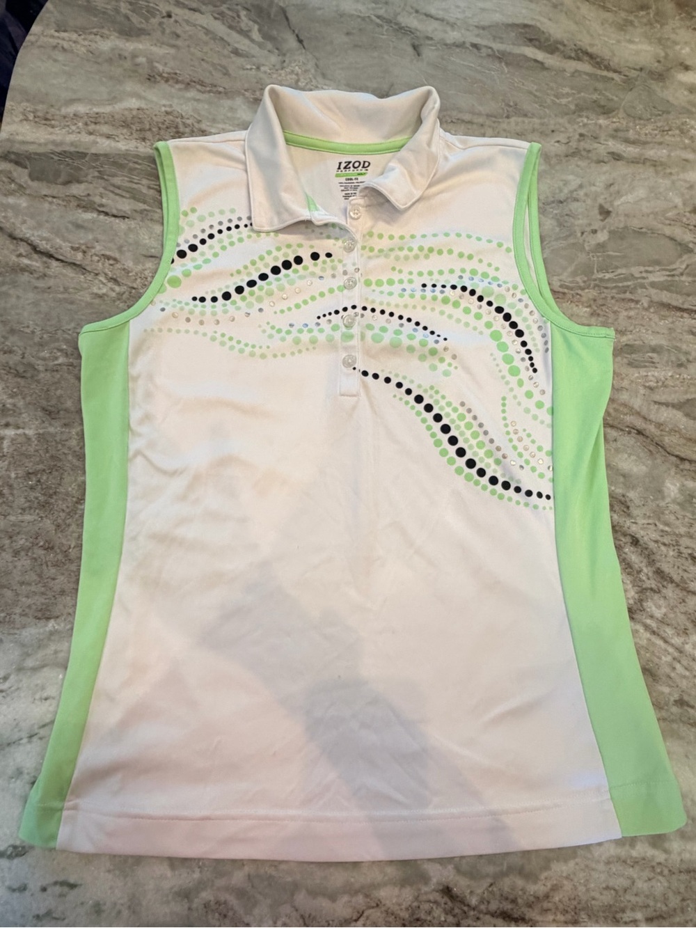 IZOD PerformX Sleeveless Golf Polo White Green Medium